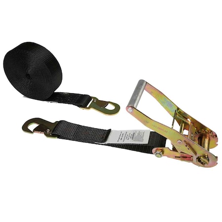 2 X 30' Black Ratchet Strap W/ Flat Snap Hooks